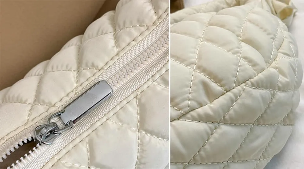 Quilted Shoulder Crossbody Bags for Women Small Cute Dumpling Purse Y2k Crescent Pueses Top Handle Handbag