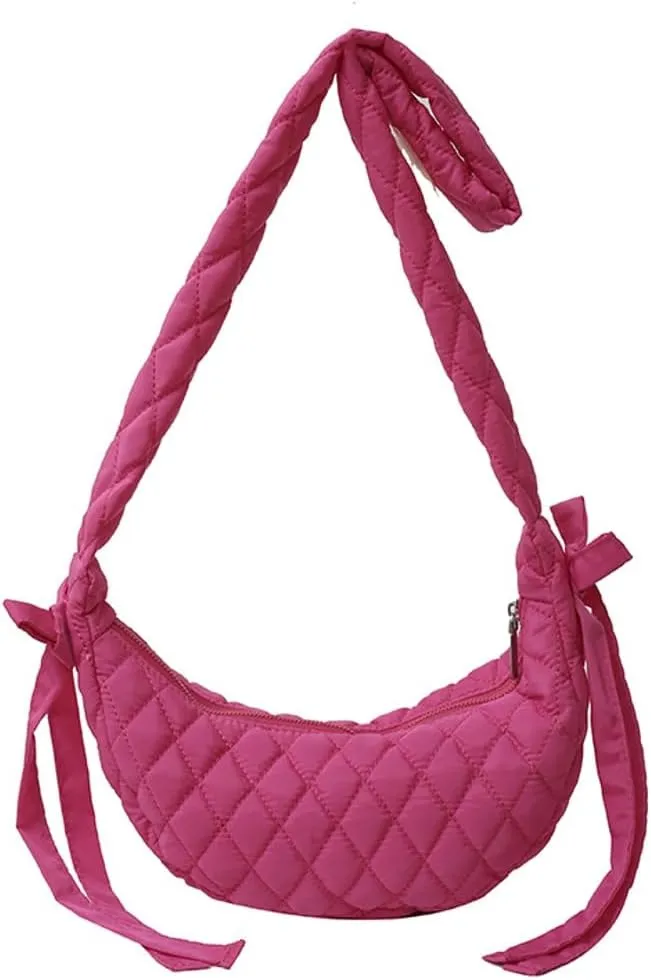 Quilted Shoulder Crossbody Bags for Women Small Cute Dumpling Purse Y2k Crescent Pueses Top Handle Handbag