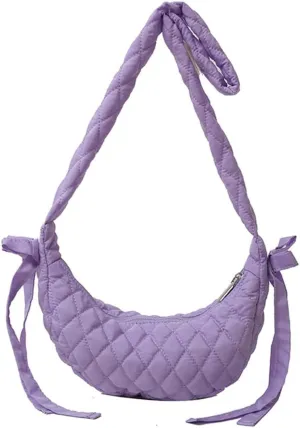 Quilted Shoulder Crossbody Bags for Women Small Cute Dumpling Purse Y2k Crescent Pueses Top Handle Handbag