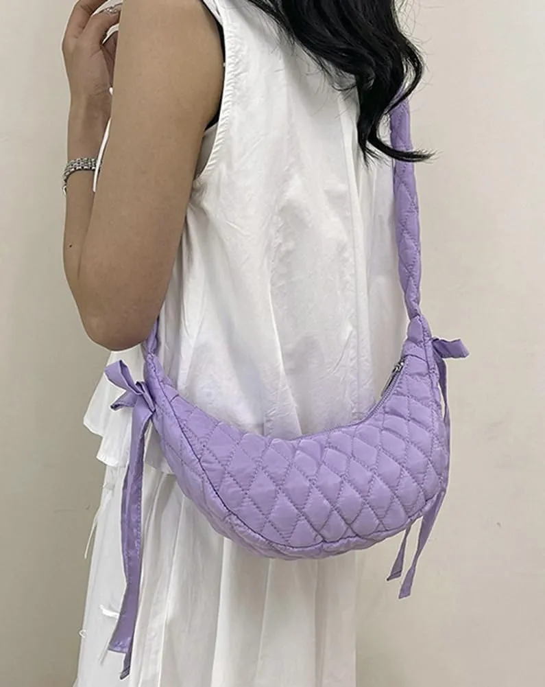 Quilted Shoulder Crossbody Bags for Women Small Cute Dumpling Purse Y2k Crescent Pueses Top Handle Handbag