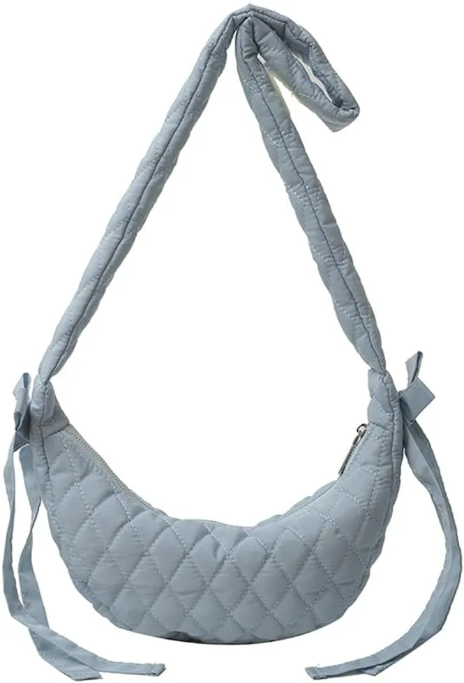 Quilted Shoulder Crossbody Bags for Women Small Cute Dumpling Purse Y2k Crescent Pueses Top Handle Handbag