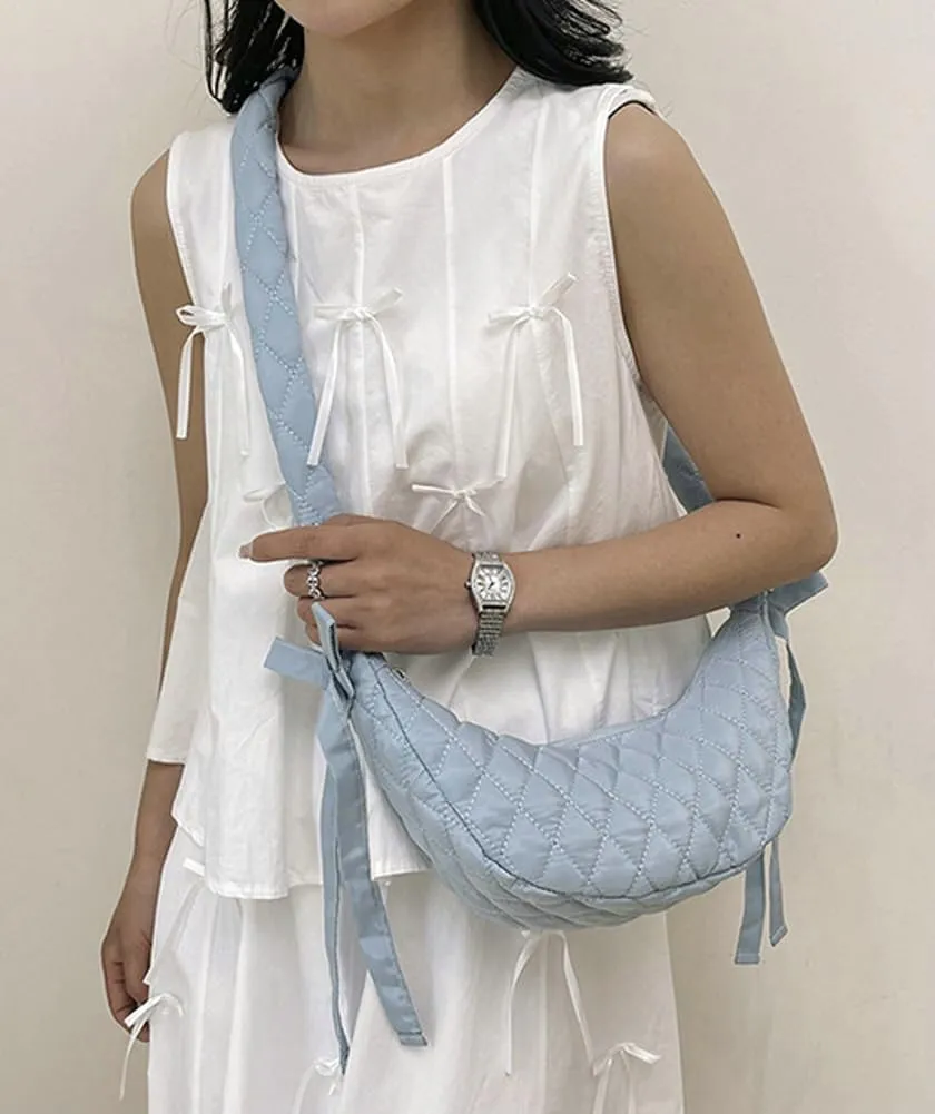 Quilted Shoulder Crossbody Bags for Women Small Cute Dumpling Purse Y2k Crescent Pueses Top Handle Handbag