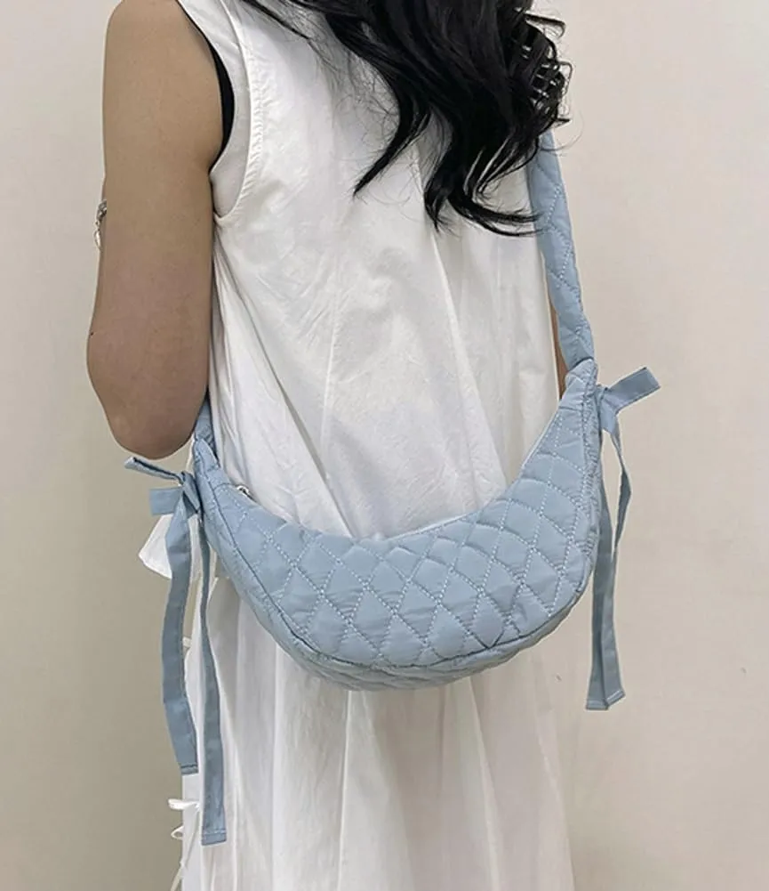 Quilted Shoulder Crossbody Bags for Women Small Cute Dumpling Purse Y2k Crescent Pueses Top Handle Handbag