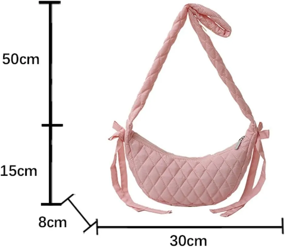 Quilted Shoulder Crossbody Bags for Women Small Cute Dumpling Purse Y2k Crescent Pueses Top Handle Handbag