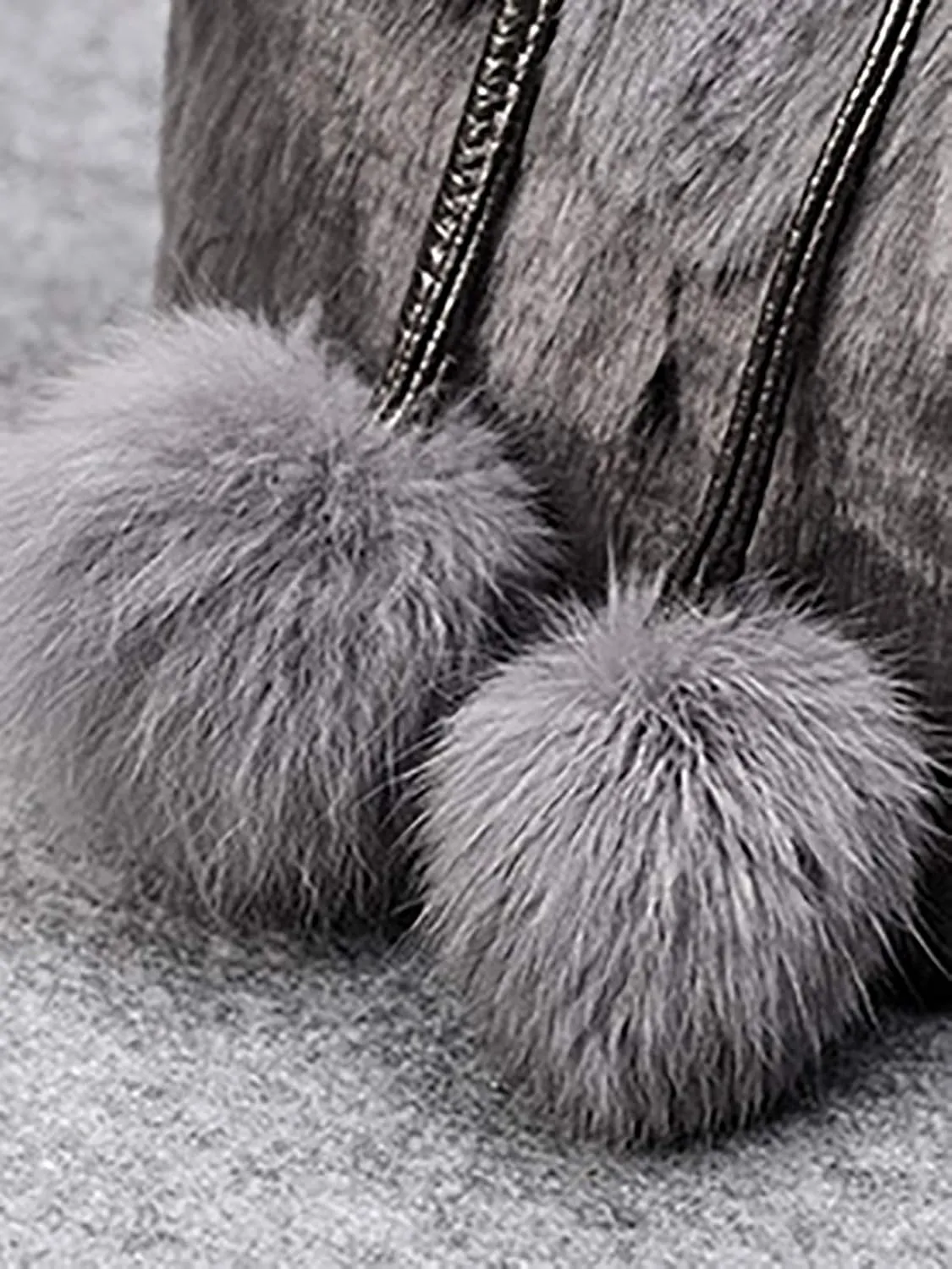 QZUnique Plush Bucket Handbag Faux Fur Drawstring Fluffy Crossbody Bag Handle Shoulder Tote Bag