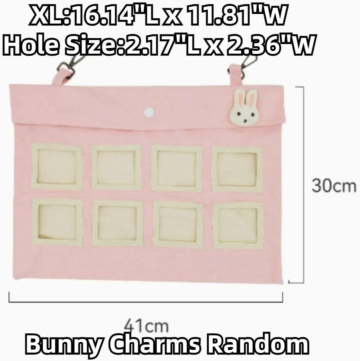 Rabbit Hay Feeder Bag, Guinea Pig, Large Capacity Cotton Canvas Hanging Bag for Bunnies Chinchillas (Pink,XL)