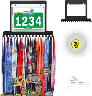 Race Medal Holder Wall Hanger - Marathon Runner Bib Medal Display, Luxurious Gifts for Athletes