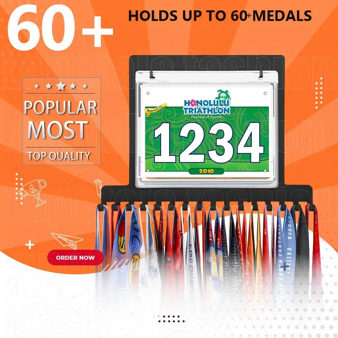 Race Medal Holder Wall Hanger - Marathon Runner Bib Medal Display, Luxurious Gifts for Athletes