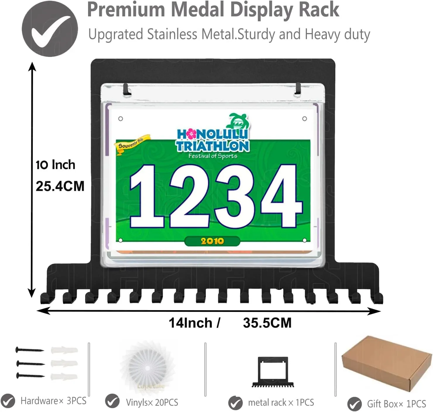 Race Medal Holder Wall Hanger - Marathon Runner Bib Medal Display, Luxurious Gifts for Athletes