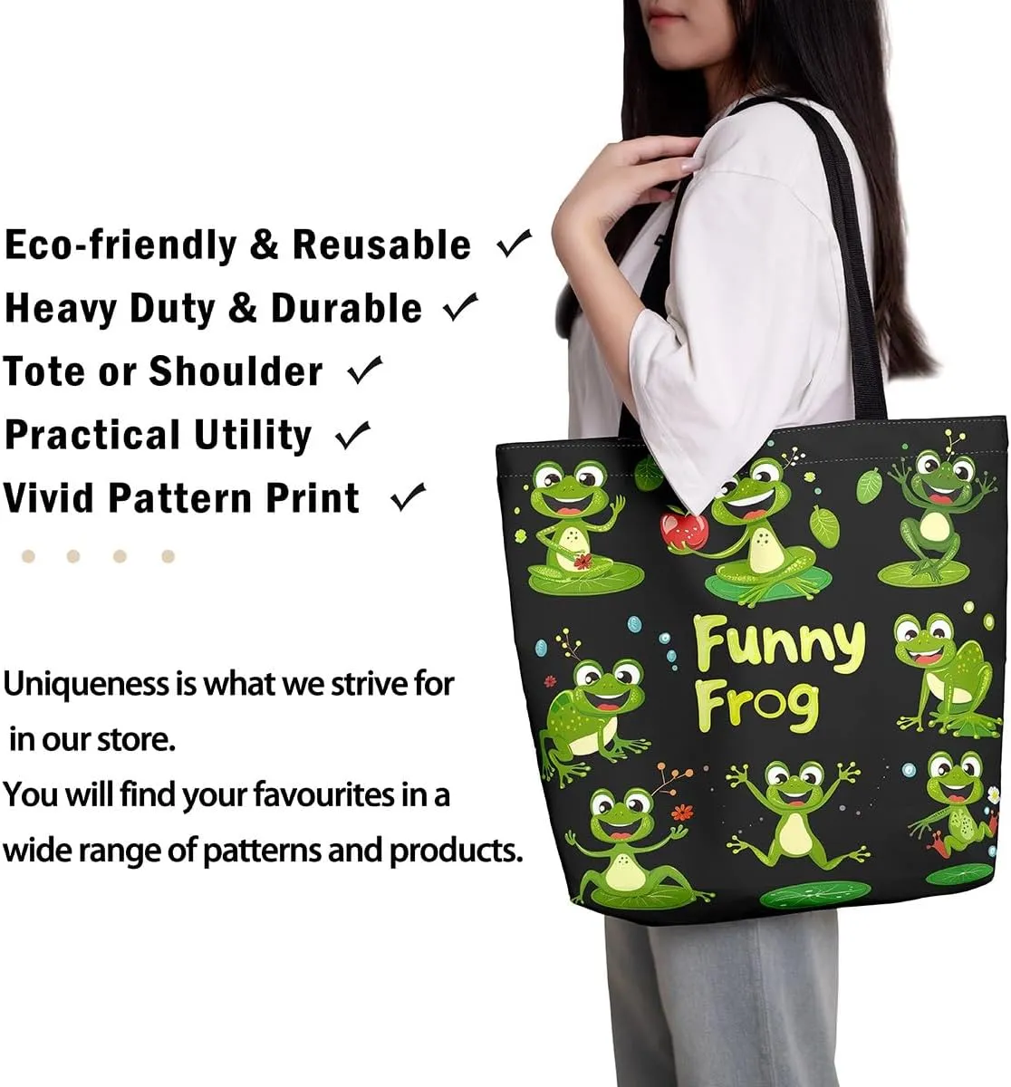Rainbow Canvas Tote Bag Stripe Waves Reusable Grocery BagOmbre Watercolor Shopping Bag Iridescent Shoulder Handbag