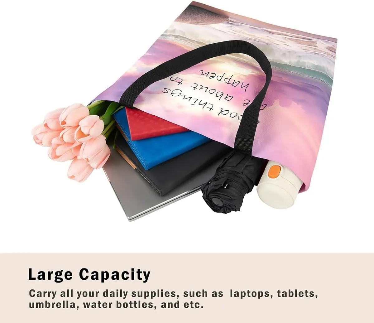 Rainbow Castle Canvas Tote Bag Castle Dreamy Themed Canvas Bags