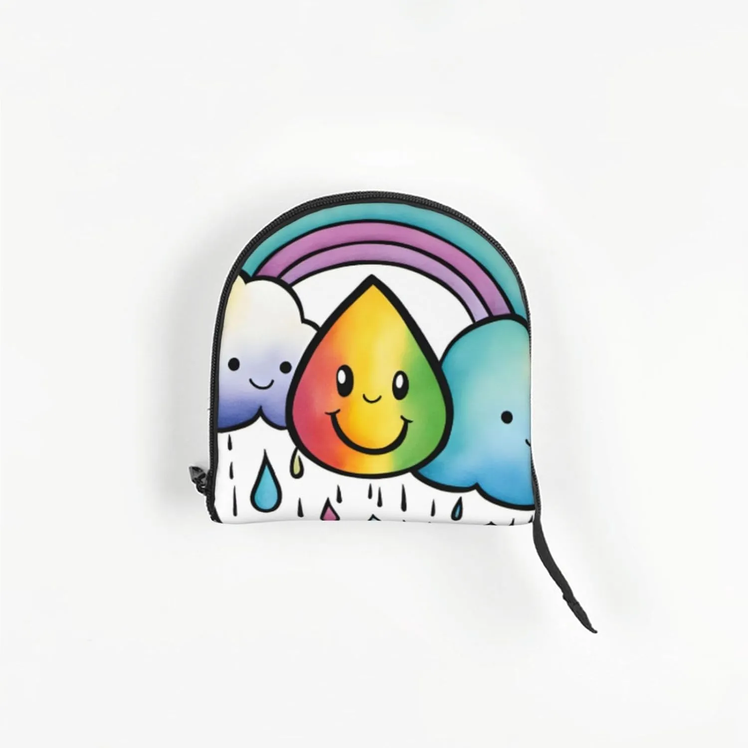 Rainbow Clouds Raindrop Print Pet Portable Shoulder Bag, Foldable Pet Bag 13.4 X 6.1 X 10.2 Inches for Subway/Shopping/Hiking