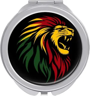 Rasta Reggae Lion Jamaica Compact Makeup Mirror Mini Foldable Cosmetic Mirror Portable Travel Mirror for Purse Pocket