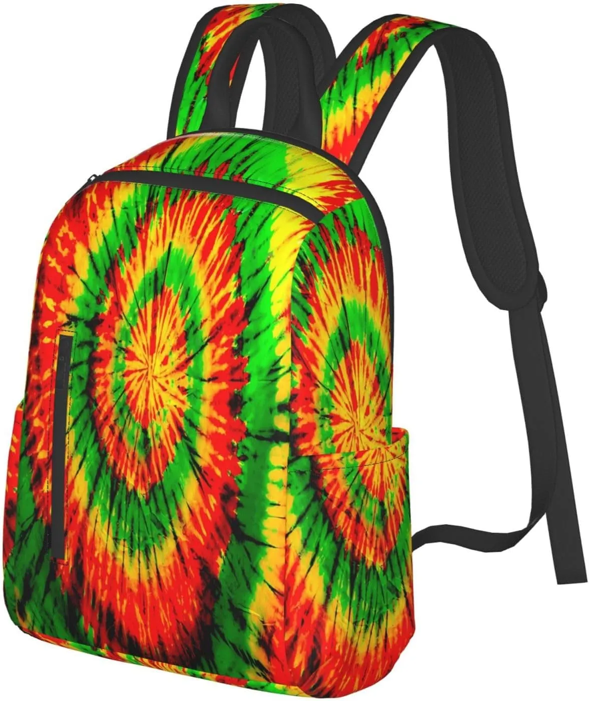 Rasta Tie Dye Rastafarian Jamaica Jamaican Casual Backpacks Laptop Backpack Outdoor Travel Rucksack Sport Carry-On Daypack Lightweight Bag with Multi-Pockets