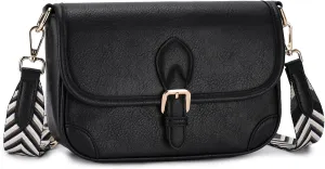 RAVUO Crossbody Bag for Women, Trendy Vegan Leather Shoulder Handbags Small Ladies Saddle Purse with Adjustable Wide Strap