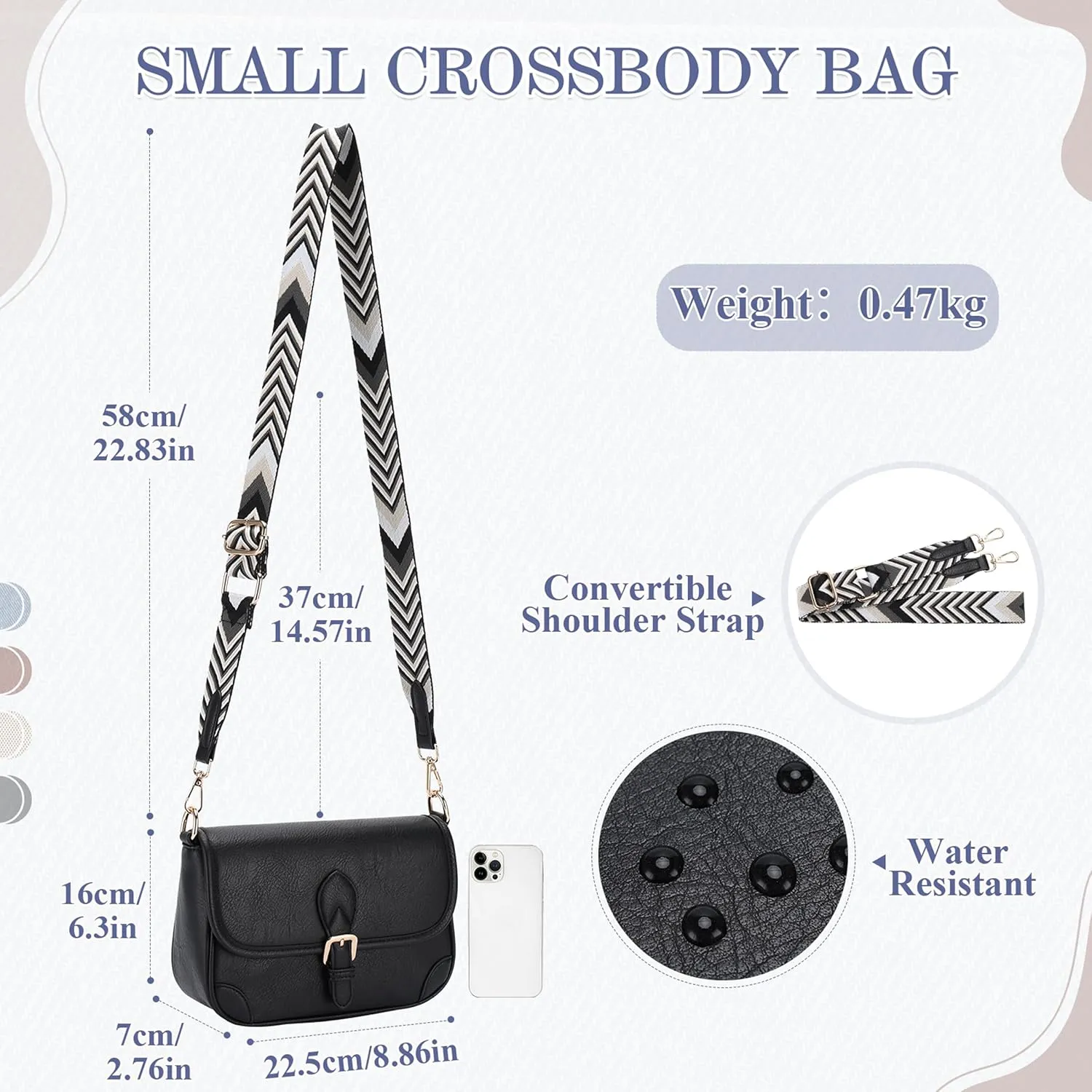 RAVUO Crossbody Bag for Women, Trendy Vegan Leather Shoulder Handbags Small Ladies Saddle Purse with Adjustable Wide Strap