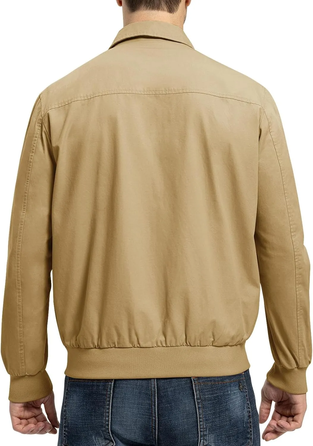 Rdruko Men's Cotton Lightweight Jackets Casual Work Golf Windbreaker with 6 Pockets