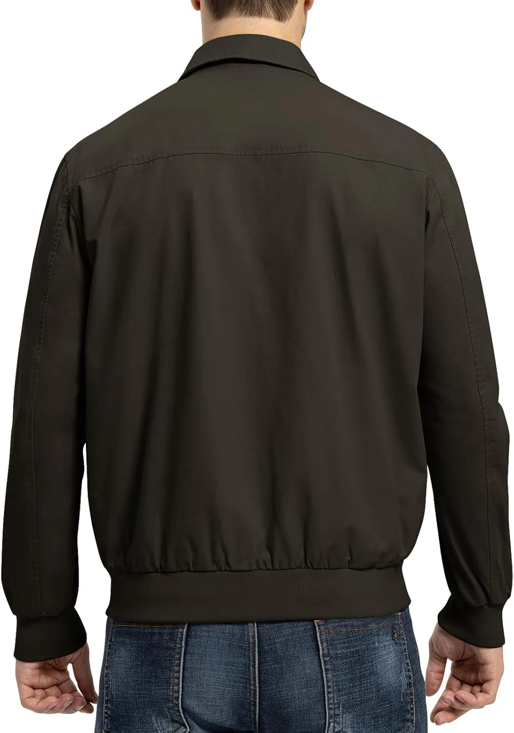 Rdruko Men's Cotton Lightweight Jackets Casual Work Golf Windbreaker with 6 Pockets