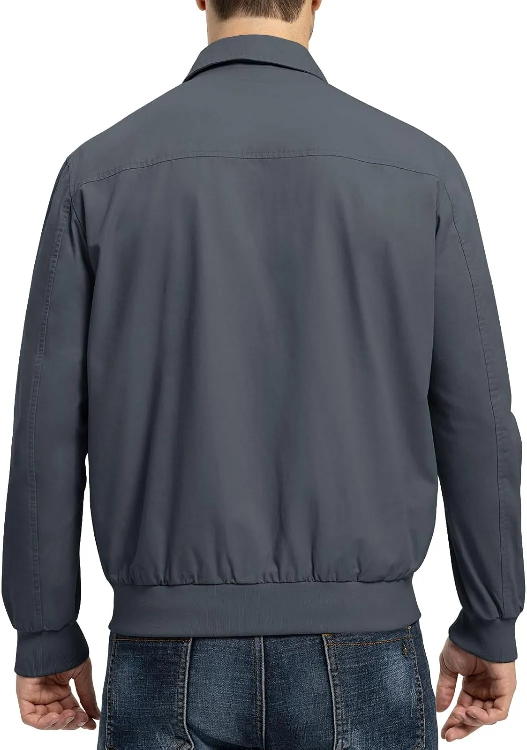 Rdruko Men's Cotton Lightweight Jackets Casual Work Golf Windbreaker with 6 Pockets