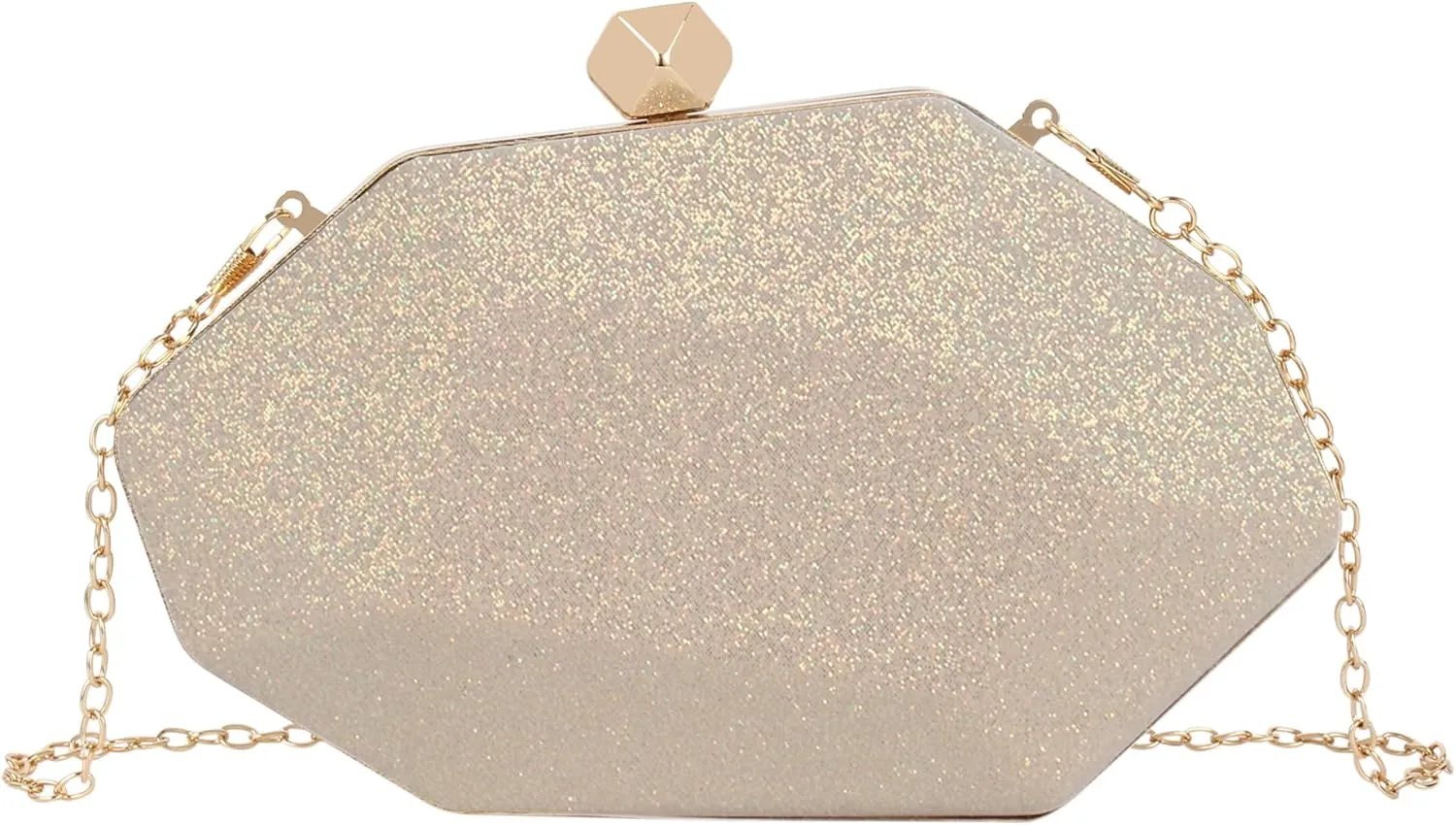 Reberomantic Women Lattice Pattern Metal Handbag Chain Geometric Evening Clutch Purse