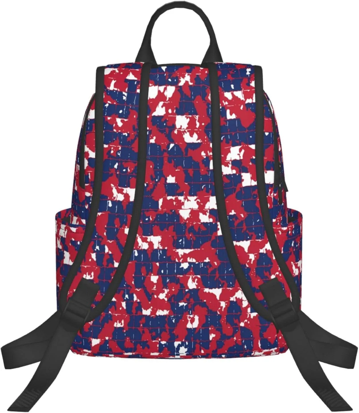 Red Blue Camouflage Mosaic Casual Backpacks Laptop Backpack Outdoor Travel Rucksack Sport Carry-On Daypack Lightweight Bag with Multi-Pockets