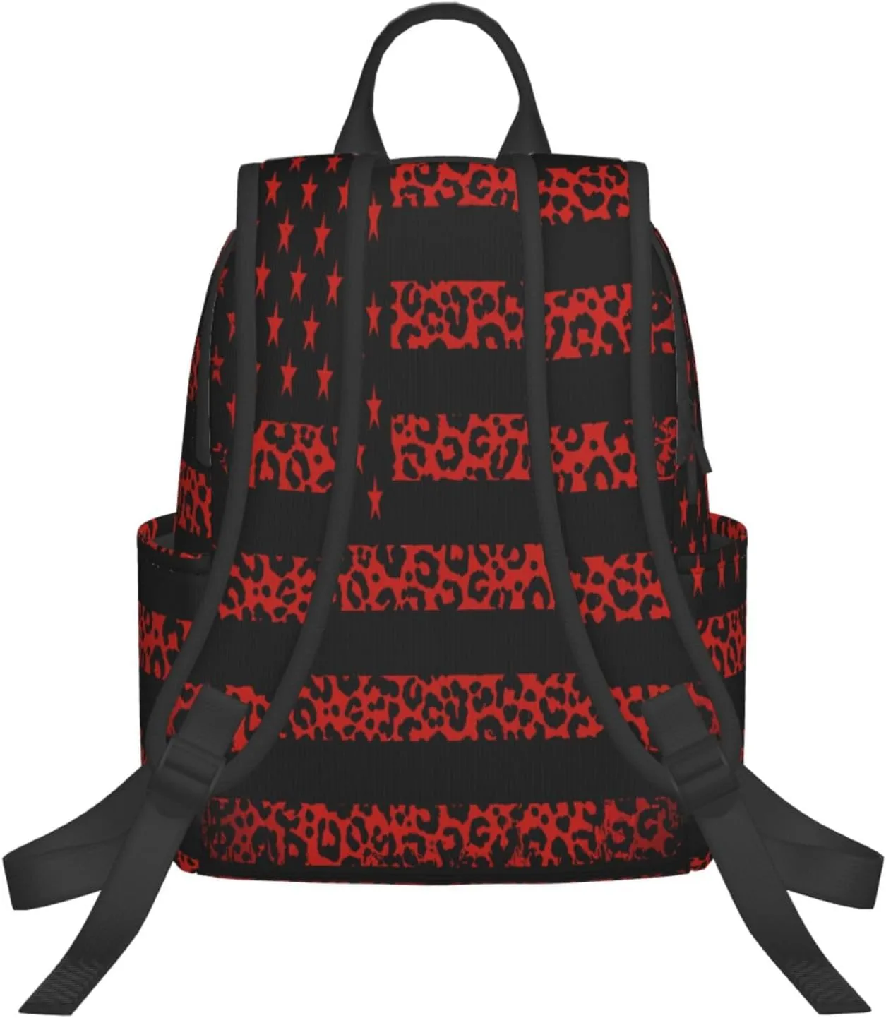 Red Leopard American Flag Casual Backpacks Laptop Backpack Outdoor Travel Rucksack Sport Carry-On Daypack Lightweight Bag with Multi-Pockets