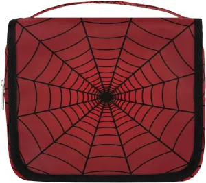 Red Web Hanging Travel Toiletry Bag for Kids, Women Cosmetic Organizer Makeup Bag Pouch Men Shaving Dopp Kit Shower Bag With Sturdy Hook
