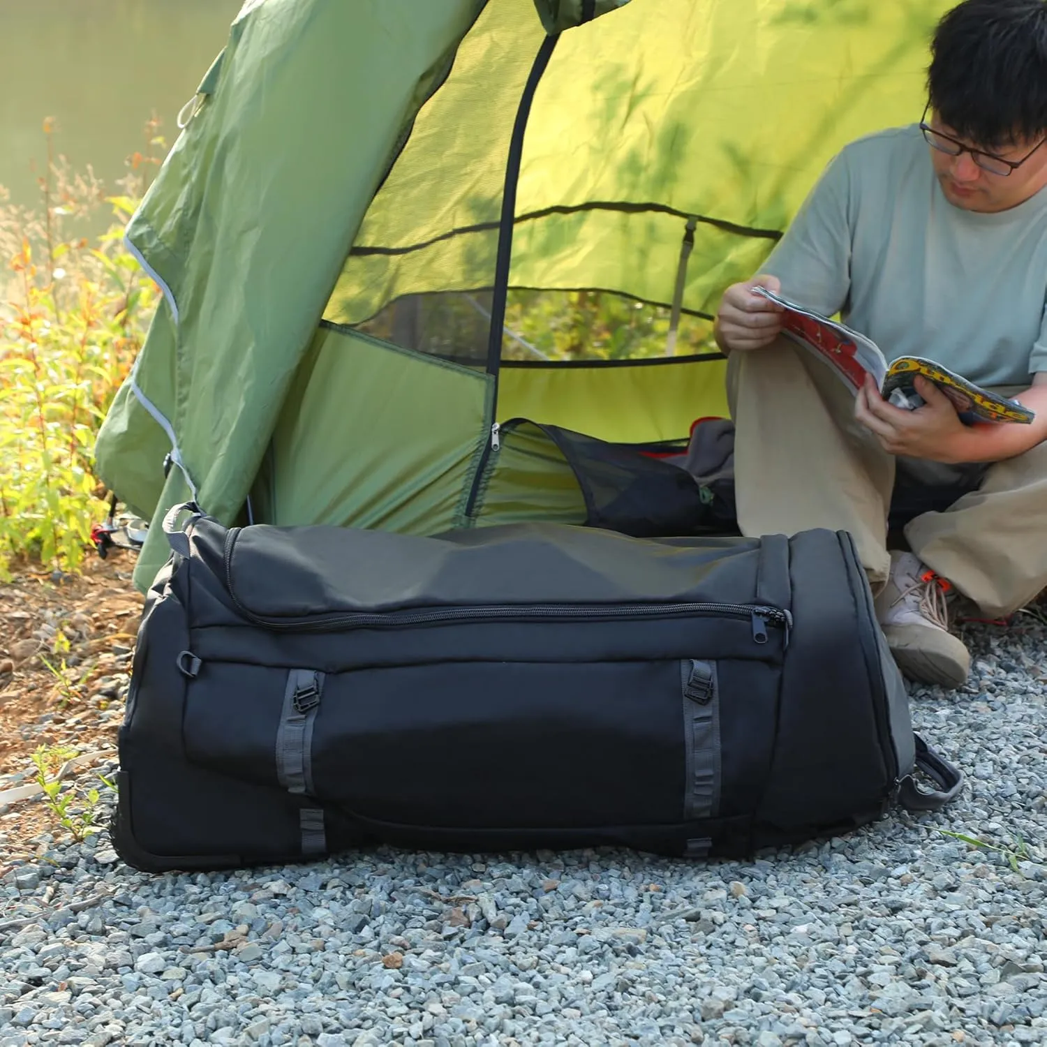 REDCAMP 85L/120L/140L Foldable Duffle Bag with Wheels, Large Travel Duffel Bag