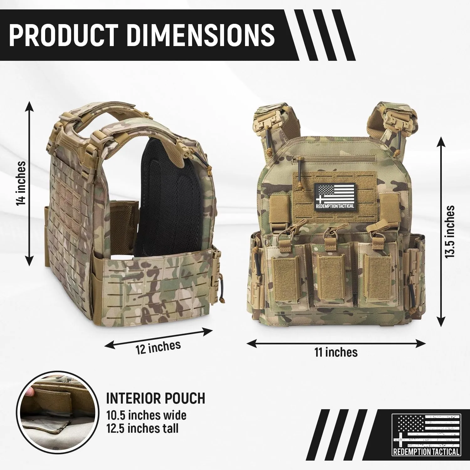 Redemption Crusader 2.0 Molle Quick Release Buckles Vest with Side Cummerbund Pouches and Triple Pouch