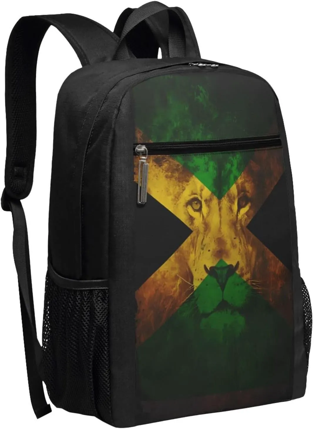 Reggae Music Lion Jamaican Flag Casual Backpacks Sports Backpack Large Capacity Travel Rucksack Laptop Daypack with Multi-Pockets Adjustable Strap Work Bag for Hiking