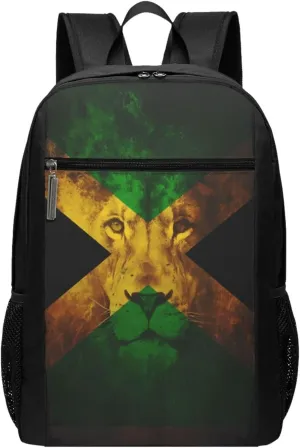Reggae Music Lion Jamaican Flag Casual Backpacks Sports Backpack Large Capacity Travel Rucksack Laptop Daypack with Multi-Pockets Adjustable Strap Work Bag for Hiking