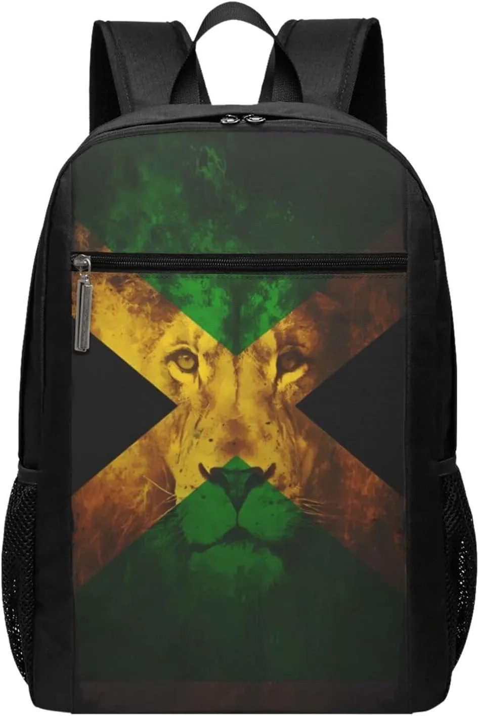 Reggae Music Lion Jamaican Flag Casual Backpacks Sports Backpack Large Capacity Travel Rucksack Laptop Daypack with Multi-Pockets Adjustable Strap Work Bag for Hiking