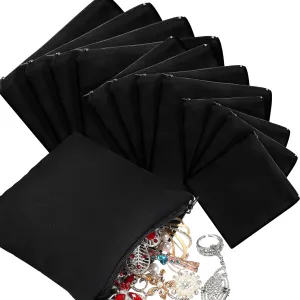 Reginary 12 Pieces Zippered Silver Jewelry Storage Bags Anti Tarnish Silver Protection Bags Jewelry Tarnish Prevention Cloth Pouches for Jewelry Necklace Bracelet Earrings