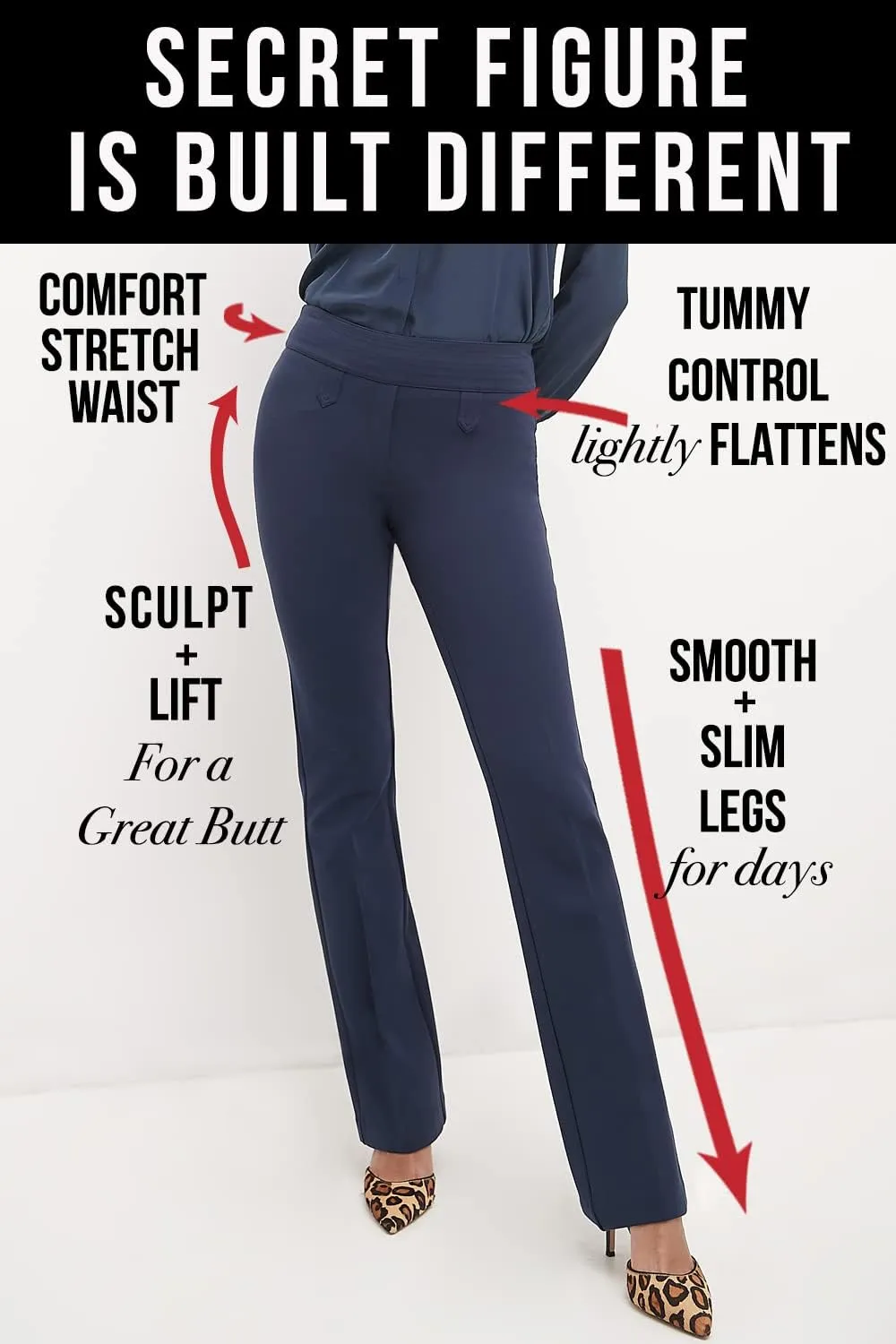 Rekucci Women's Secret Figure Pull-On Knit Bootcut Pant w/Tummy Control