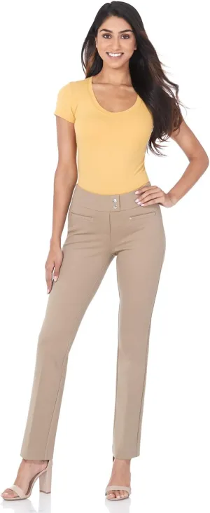 Rekucci Women's Secret Figure Pull-On Knit Straight Pant w/Tummy Control