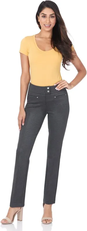 Rekucci Women's Secret Figure Pull-On Knit Straight Pant w/Tummy Control