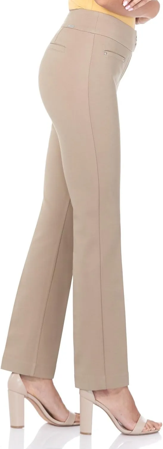 Rekucci Women's Secret Figure Pull-On Knit Straight Pant w/Tummy Control