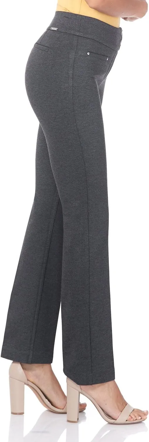 Rekucci Women's Secret Figure Pull-On Knit Straight Pant w/Tummy Control