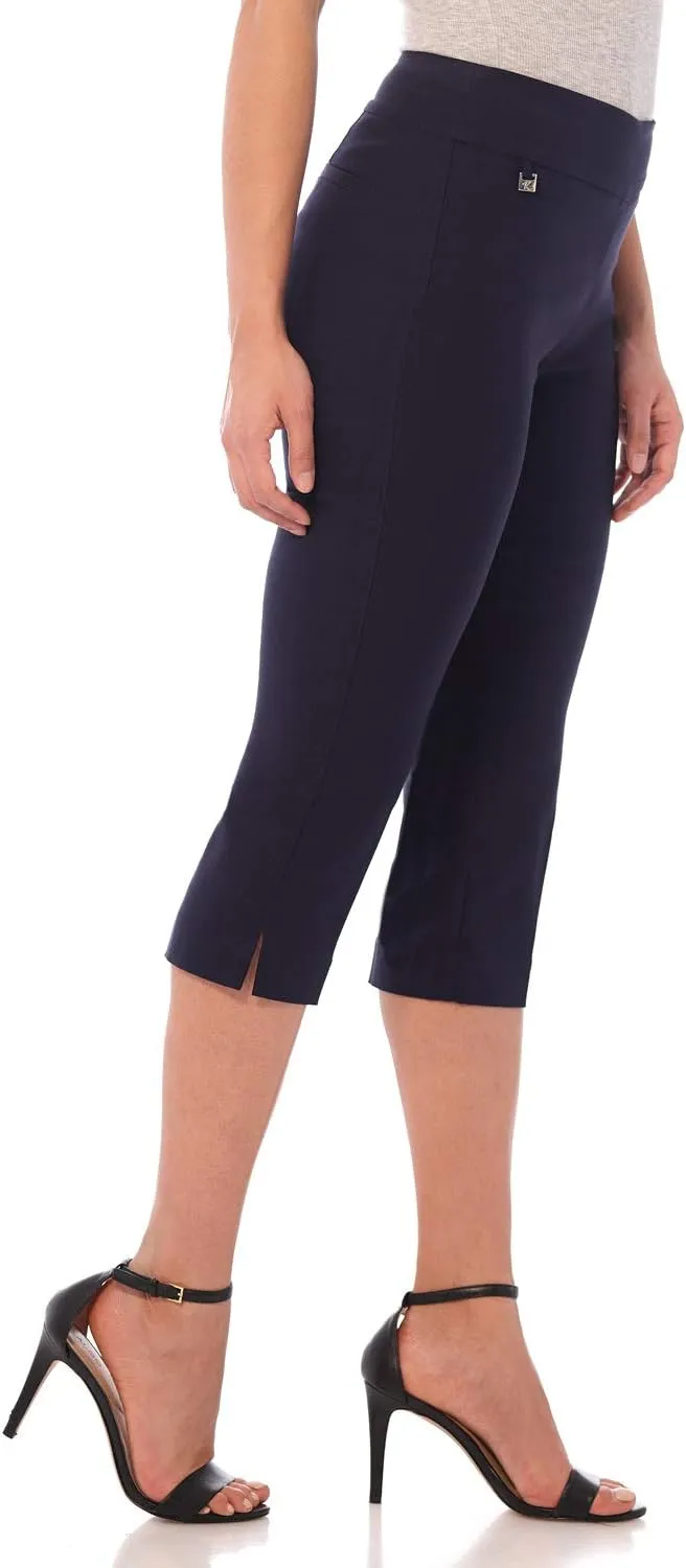 Rekucci Women's Straight Leg Comfort Capri w/Tummy Control and Secret Pocket