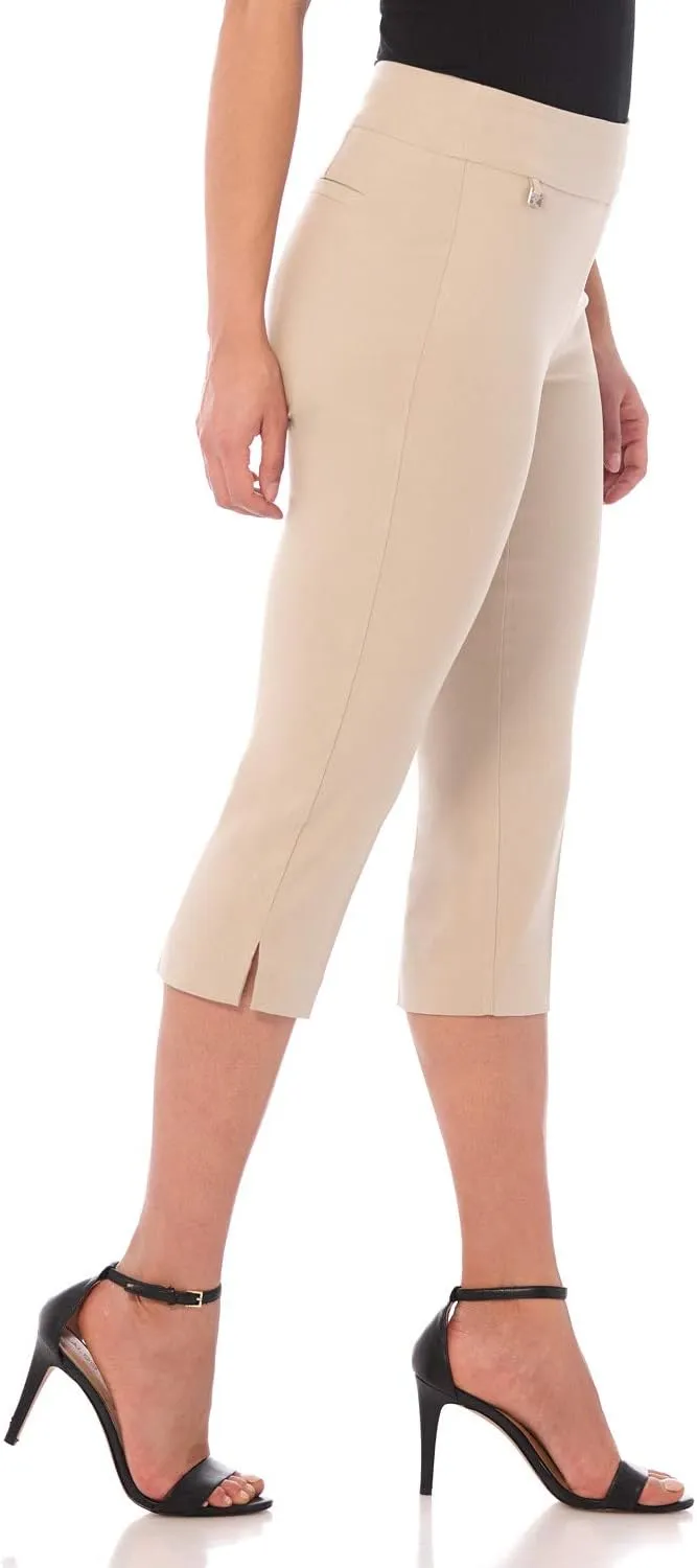 Rekucci Women's Straight Leg Comfort Capri w/Tummy Control and Secret Pocket