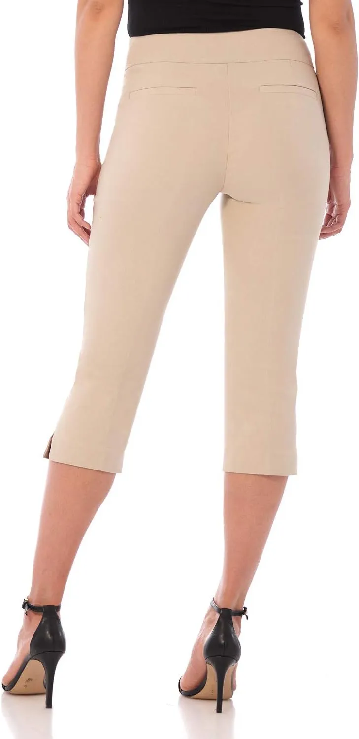 Rekucci Women's Straight Leg Comfort Capri w/Tummy Control and Secret Pocket