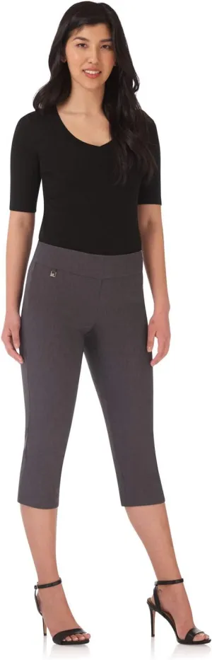 Rekucci Women's Straight Leg Comfort Capri w/Tummy Control and Secret Pocket