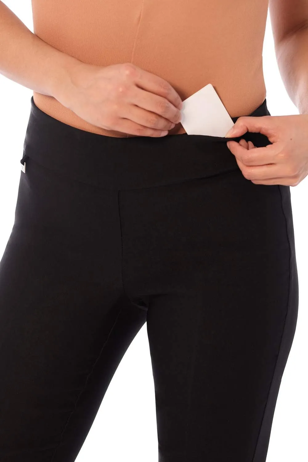 Rekucci Women's Straight Leg Comfort Capri w/Tummy Control and Secret Pocket
