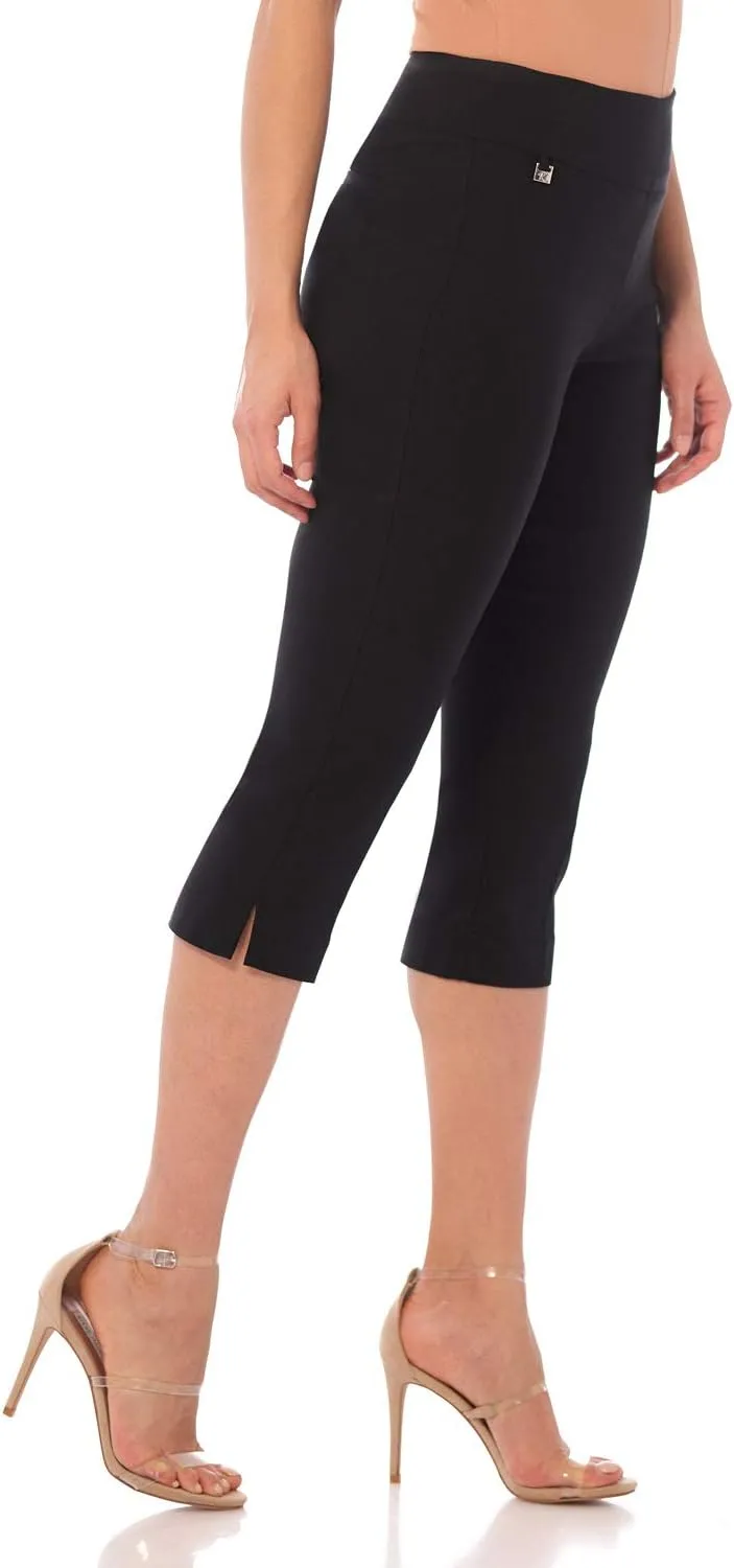 Rekucci Women's Straight Leg Comfort Capri w/Tummy Control and Secret Pocket