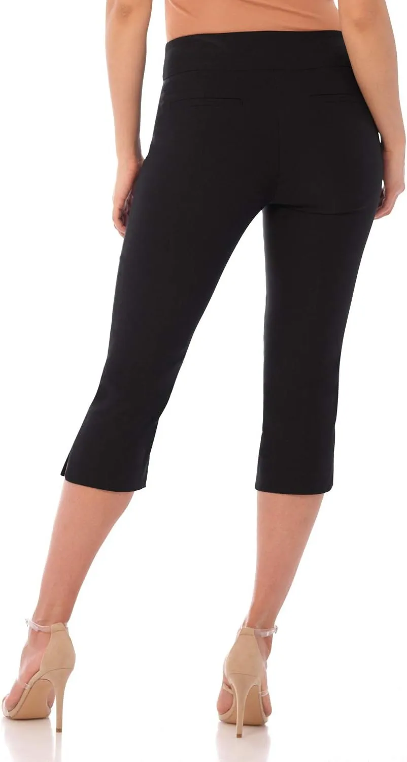 Rekucci Women's Straight Leg Comfort Capri w/Tummy Control and Secret Pocket