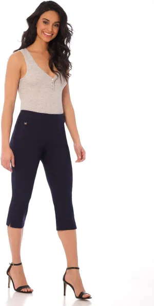 Rekucci Women's Straight Leg Comfort Capri w/Tummy Control and Secret Pocket