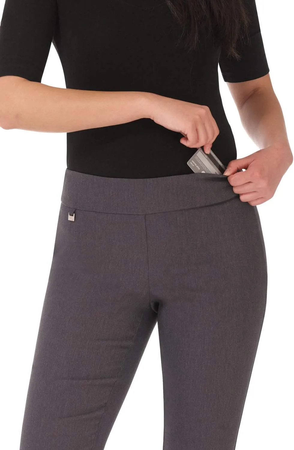 Rekucci Women's Straight Leg Comfort Capri w/Tummy Control and Secret Pocket