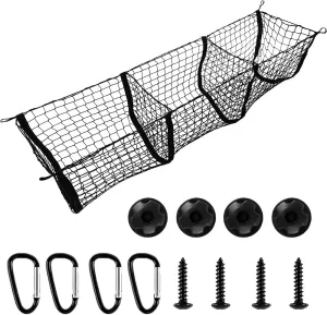 Removable Pocket Universal Elastic Mesh Net Trunk Bag,Truck Heavy Duty Cargo Net Organizer for Pickup Truck Ford F-Series/Dodge Ram/GMC/Chevrolet Silverado/Toyota/Honda（53" x 11.8"）