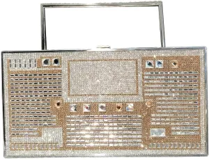 Retro Shoulder Handbag Unique Purse Bride Purse Rhinestone Clutch Purses for Women Bling Purse Diamond Purse Radio Gold-1