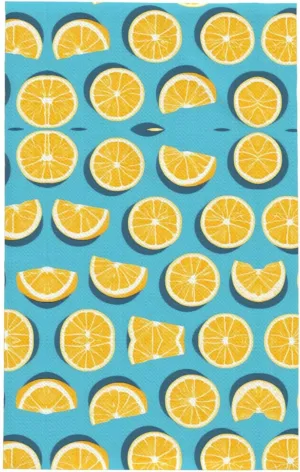 Reusable Cleaning Tea Towel (26 * 16 inches), Lemon Wedges Super Soft Kitchen Towel, Absorbent Quick Dry Waffle Cleaning Towel